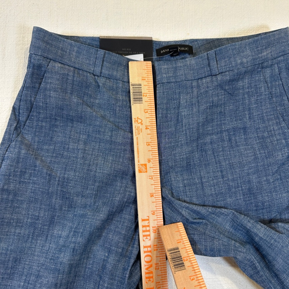 Women's Banana Republic Blake Wide Leg Pants Blue Linen Blend Mid Rise Sz 6 NWT - Picture 6 of 11
